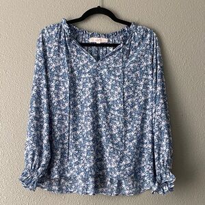LOFT Blue Floral Blouse